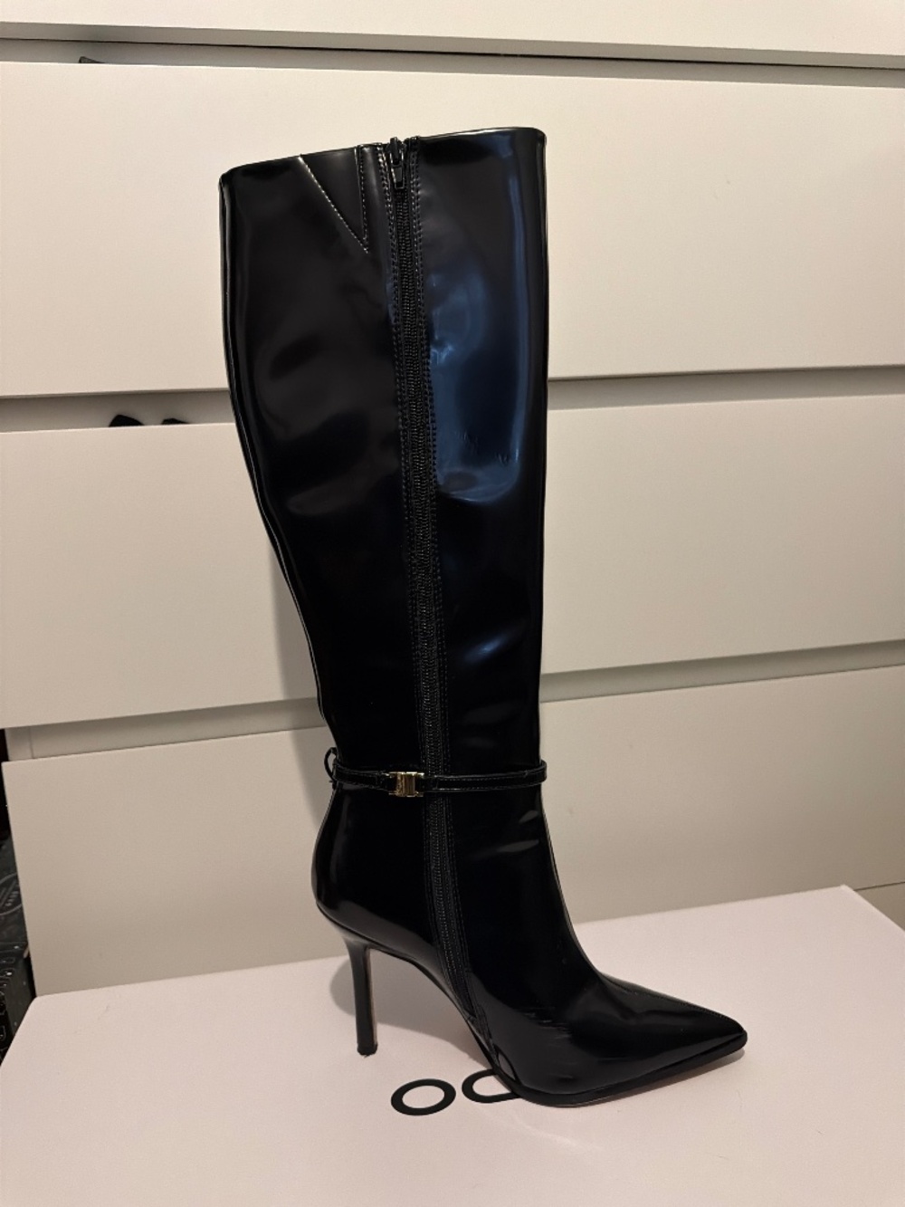 ALDO Maellie Black Patent Leather Knee High Stiletto Boots
